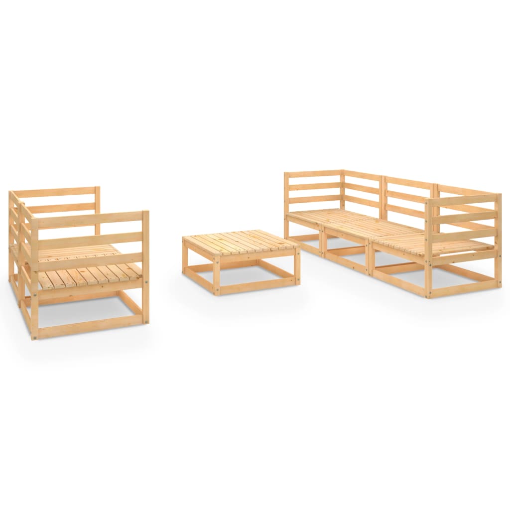 6 Piece Garden Lounge Set Solid Pinewood