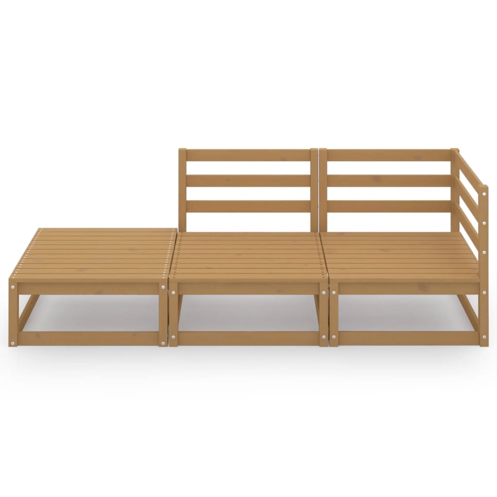 3 Piece Garden Lounge Set Honey Brown Solid Wood Pine