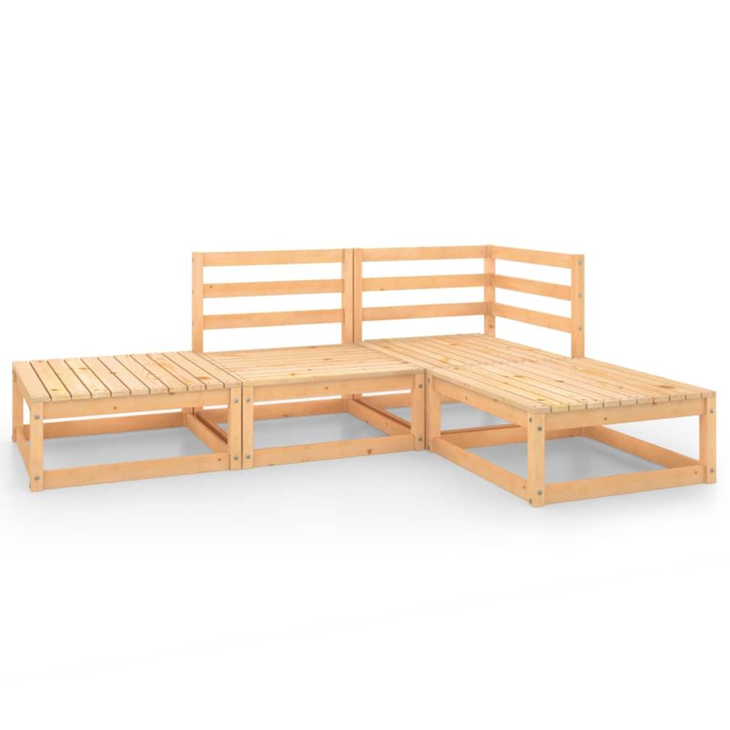 4 Piece Garden Lounge Set Solid Pinewood