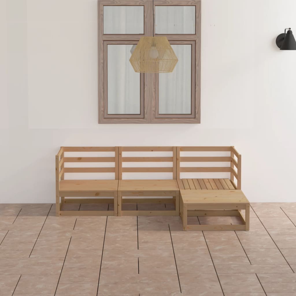 4 Piece Garden Lounge Set Honey Brown Solid Pinewood