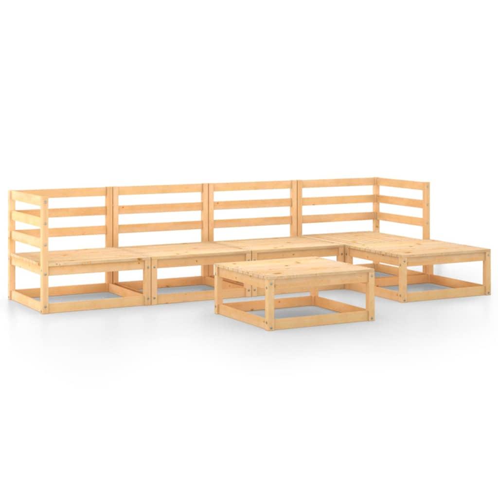 6 Piece Garden Lounge Set Solid Pinewood