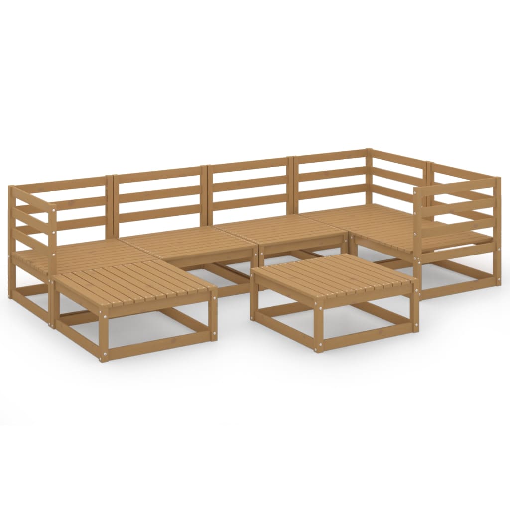 7 Piece Garden Lounge Set Honey Brown Solid Pinewood