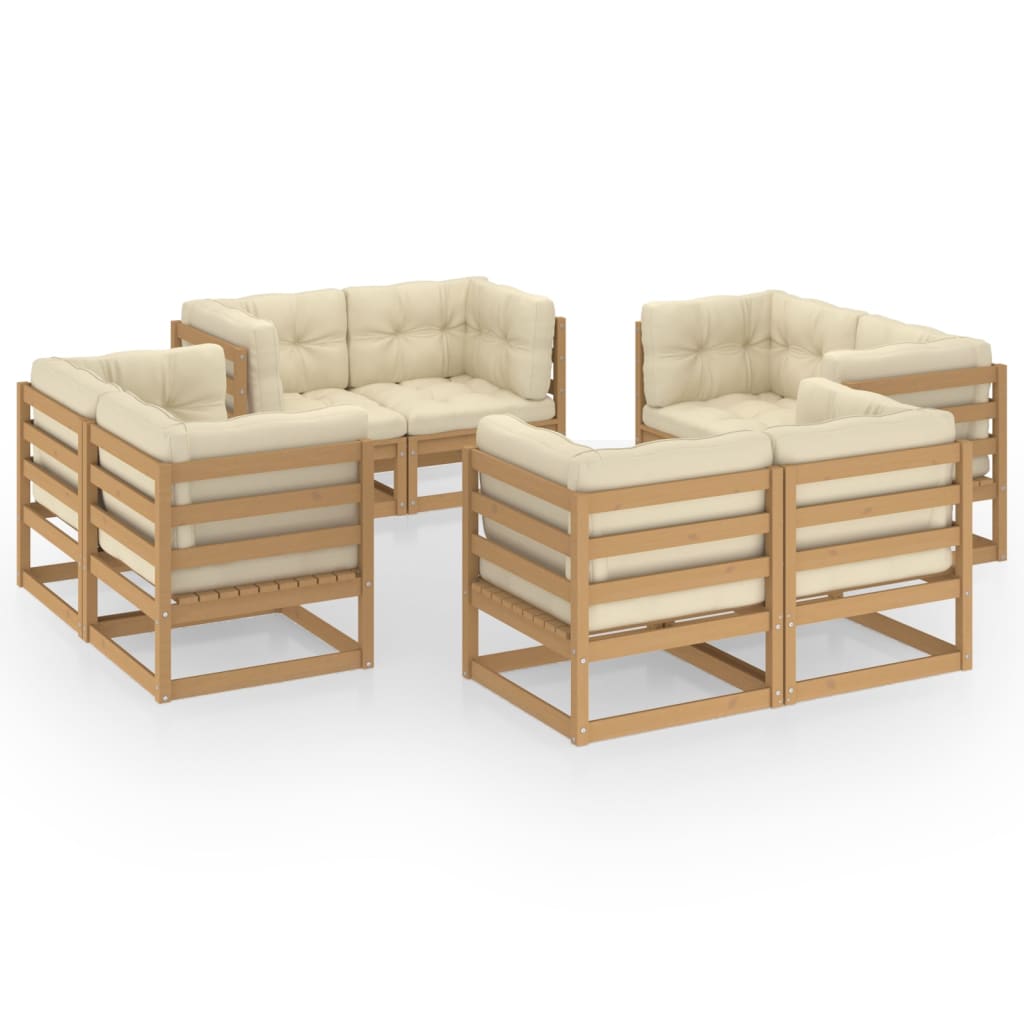 8 Piece Garden Lounge Set with Cushions Solid Pinewood