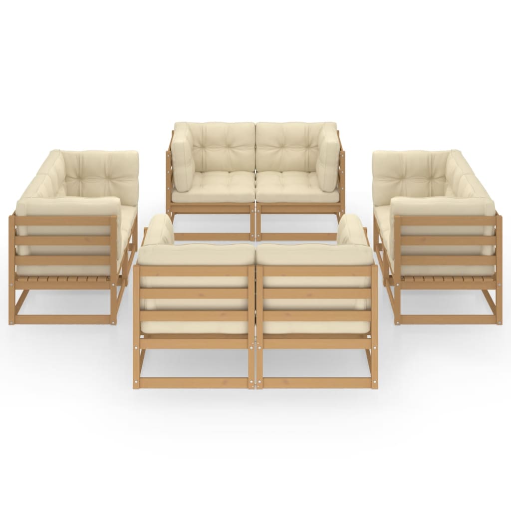 8 Piece Garden Lounge Set with Cushions Solid Pinewood