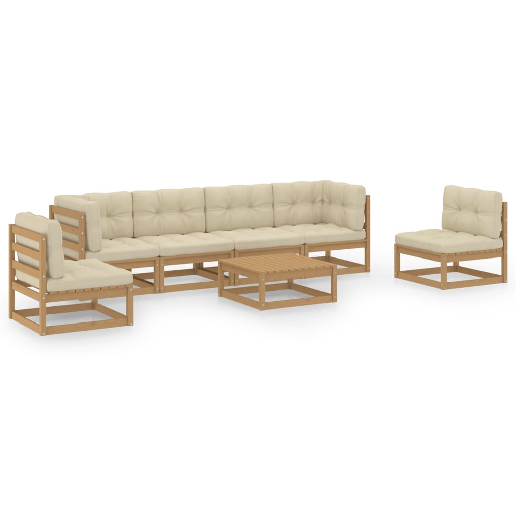 7 Piece Garden Lounge Set with Cushions Solid Pinewood