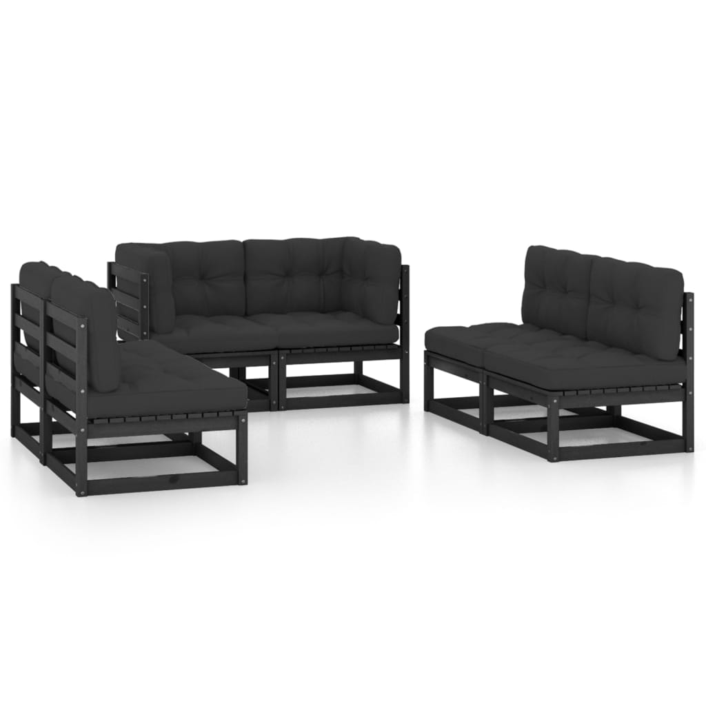 6 Piece Garden Lounge Set with Cushions Solid Pinewood