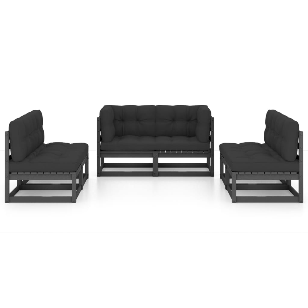 6 Piece Garden Lounge Set with Cushions Solid Pinewood