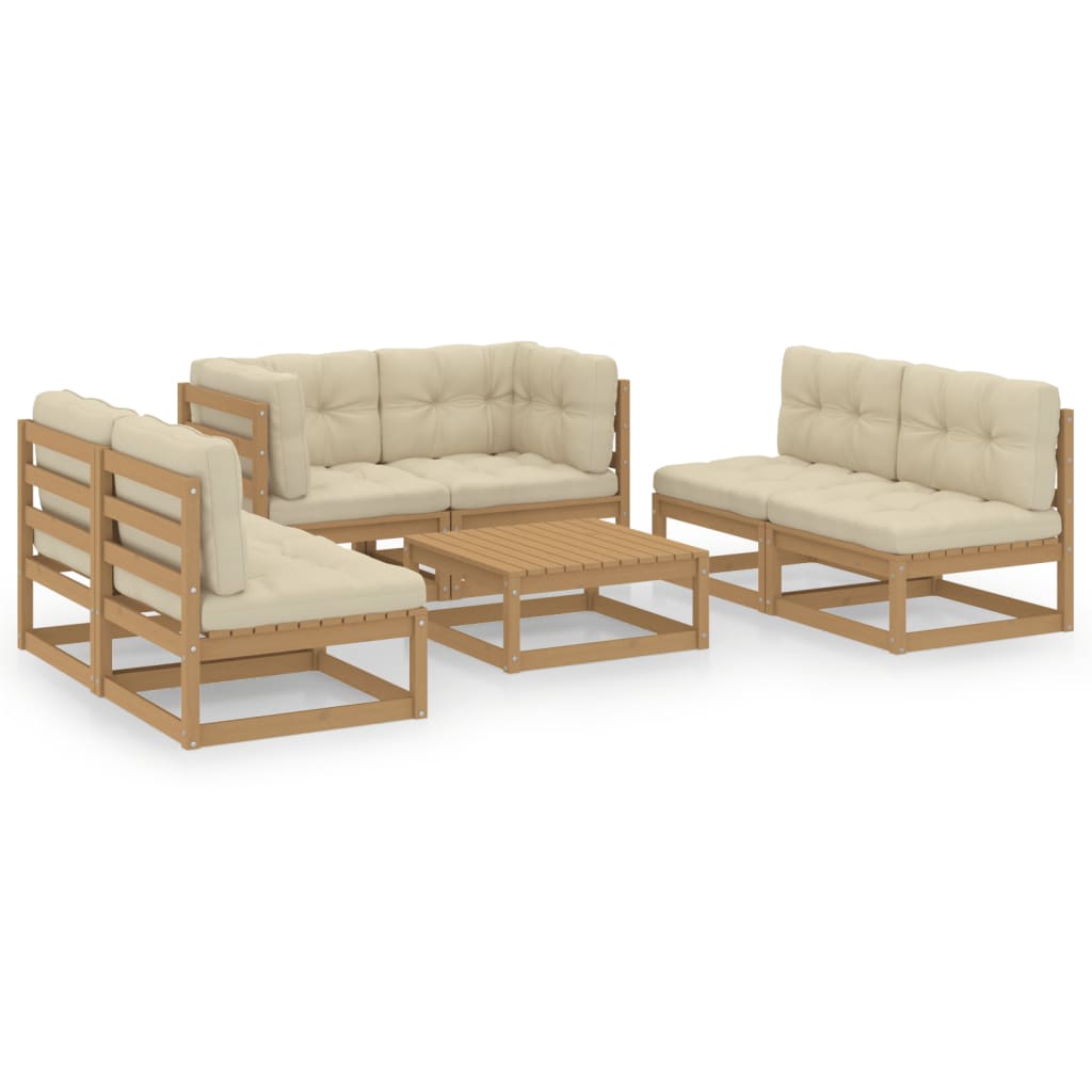 7 Piece Garden Lounge Set with Cushions Solid Pinewood