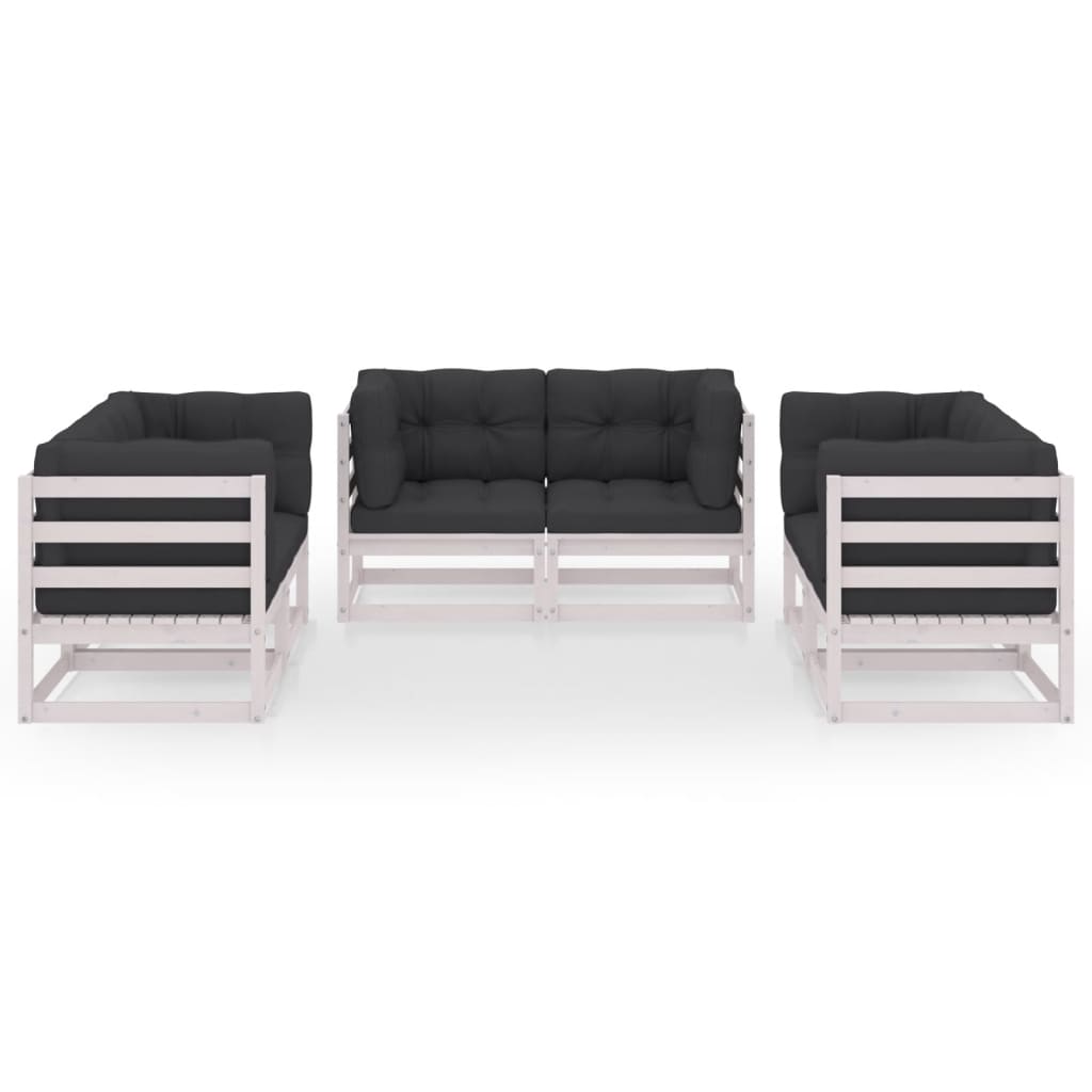 6 Piece Garden Lounge Set with Cushions Solid Pinewood