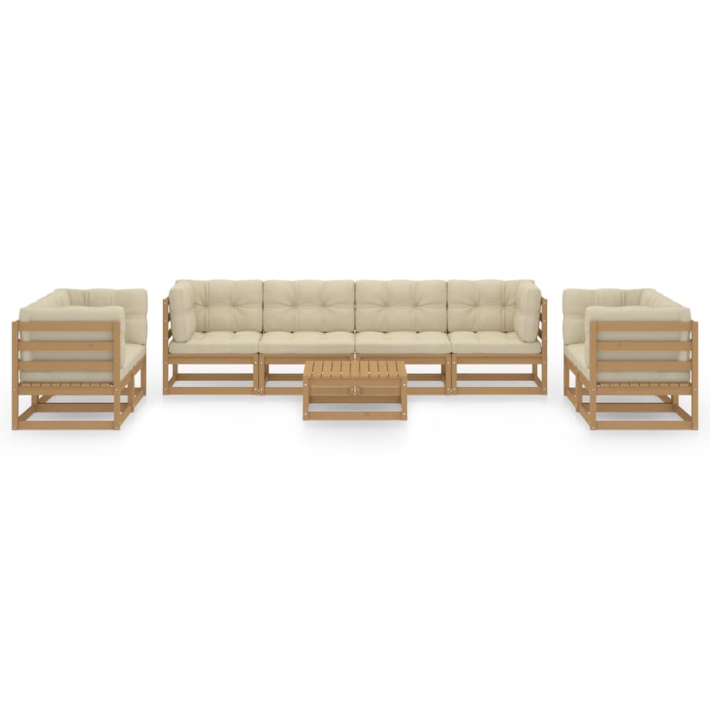 9 Piece Garden Lounge Set with Cushions Solid Pinewood
