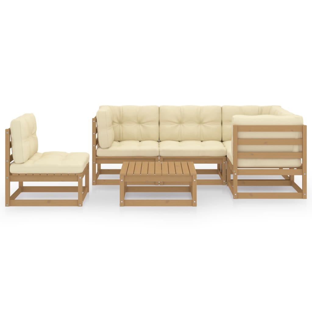 6 Piece Garden Lounge Set with Cushions Solid Pinewood