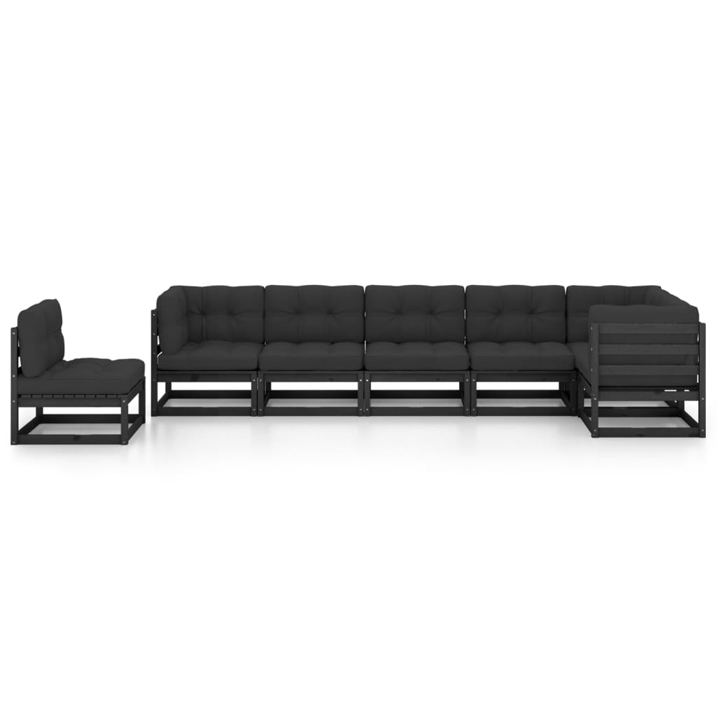 7 Piece Garden Lounge Set with Cushions Solid Pinewood