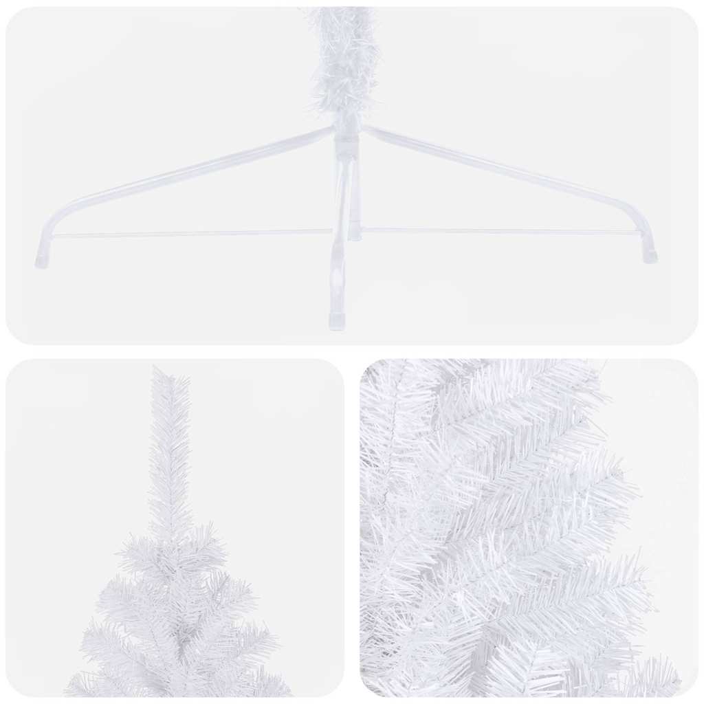 Artificial Half Pre-lit Christmas Tree with Stand White 180 cm PVC