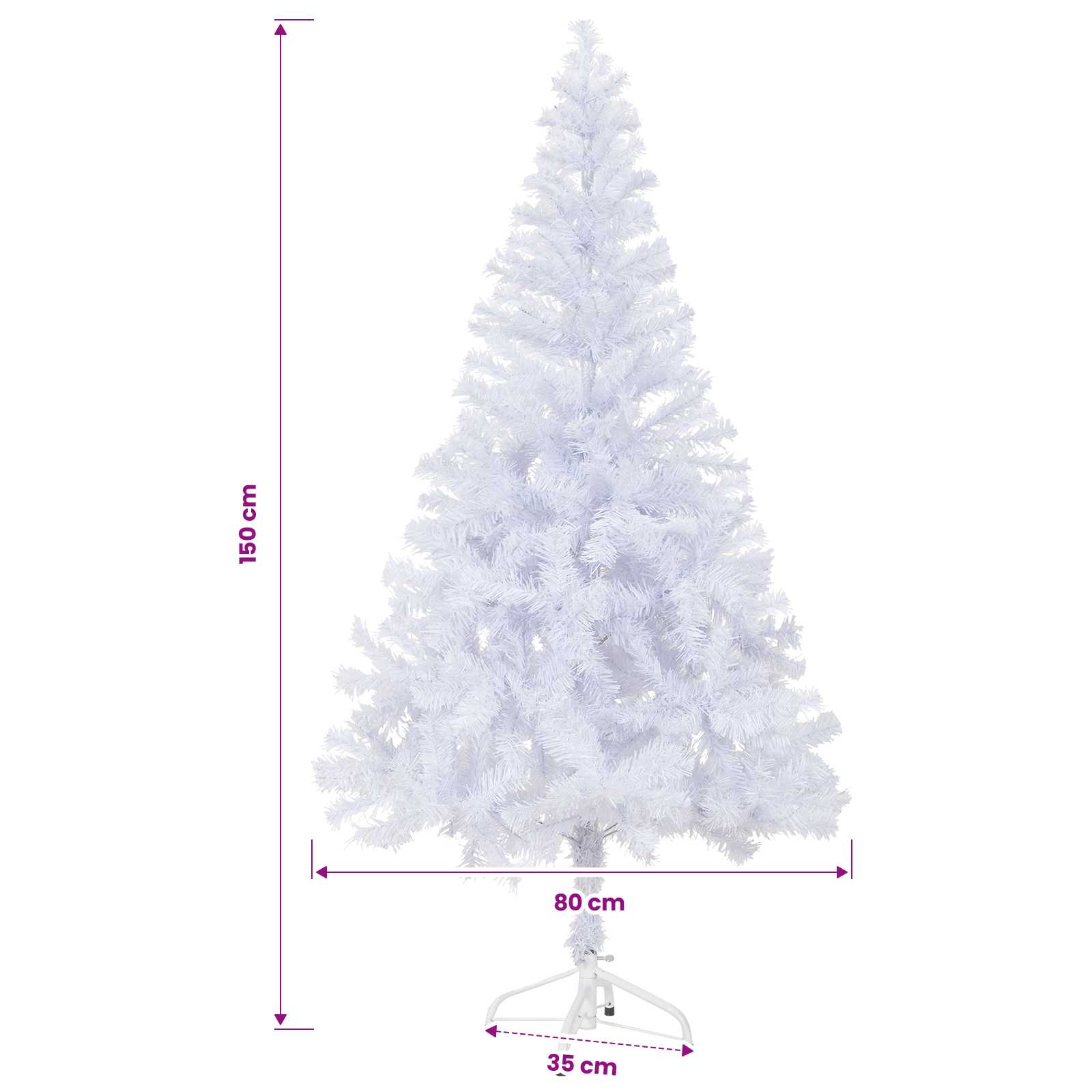 Artificial Pre-lit Christmas Tree with Stand 150cm 380 Branches