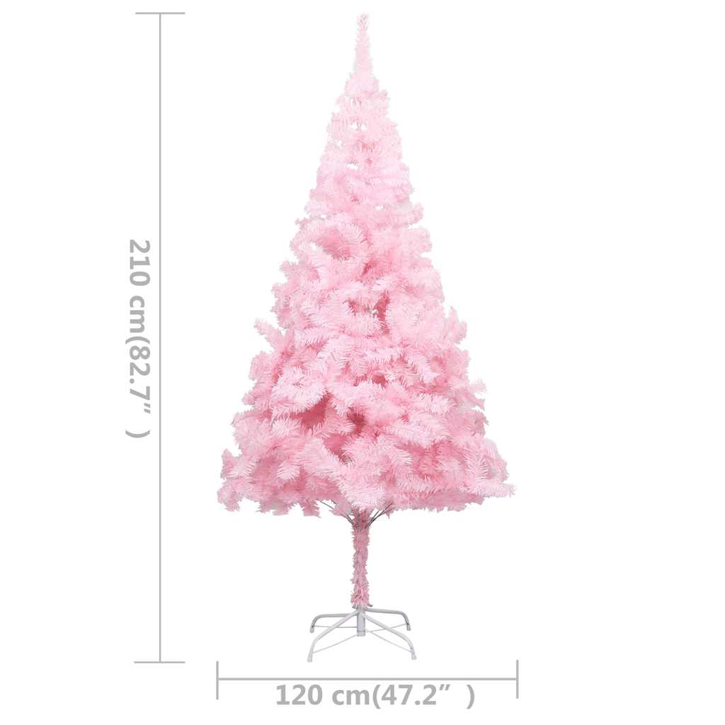 Artificial Pre-lit Christmas Tree with Stand Pink 210 cm PVC