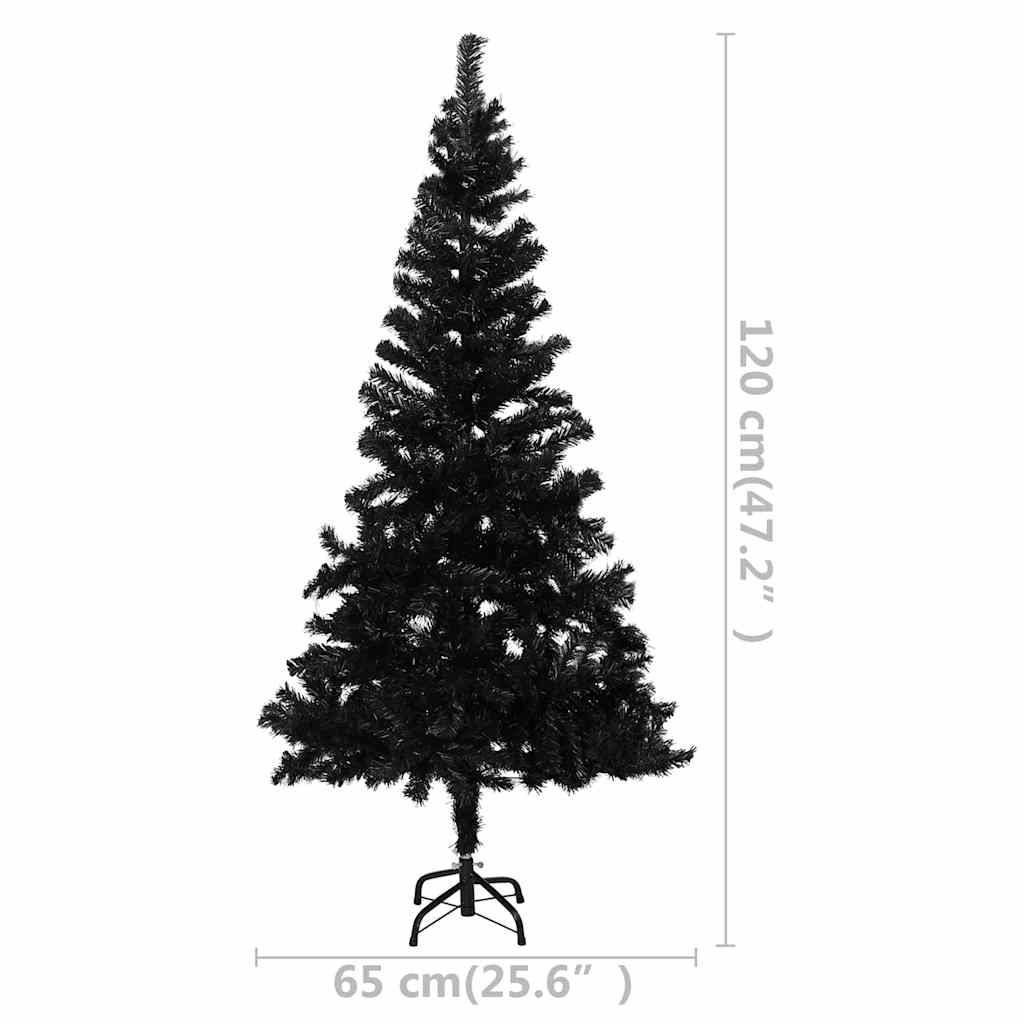 Artificial Pre-lit Christmas Tree with Stand Black 120 cm PVC