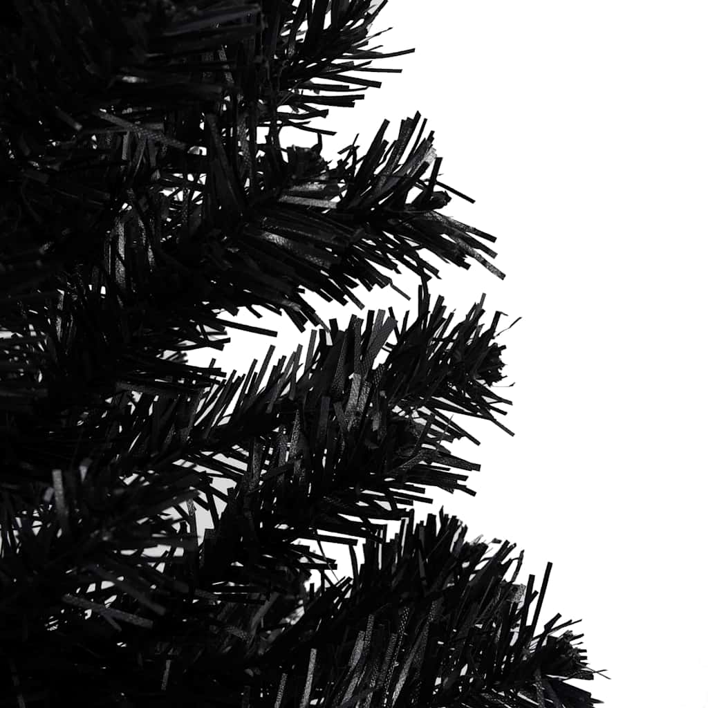 Artificial Pre-lit Christmas Tree with Stand Black 180 cm PVC