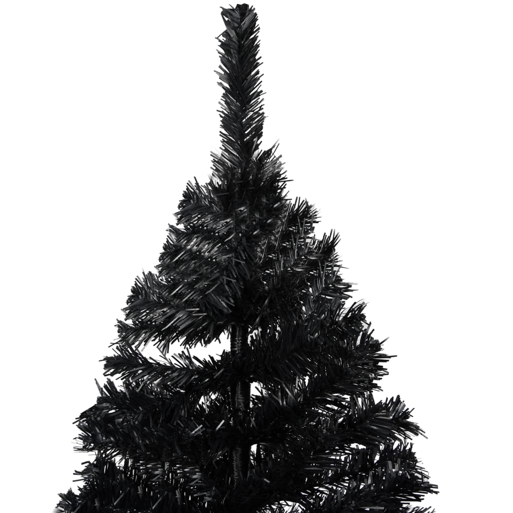 Artificial Pre-lit Christmas Tree with Stand Black 210 cm PVC