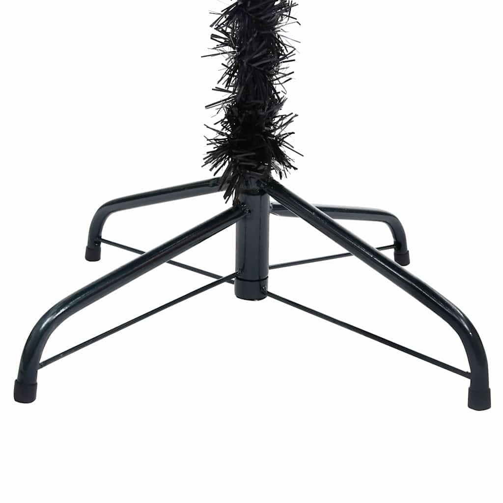 Artificial Pre-lit Christmas Tree with Stand Black 210 cm PVC