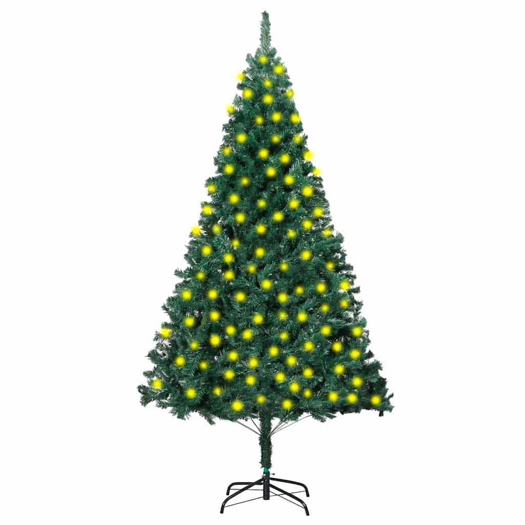 Artificial Pre-lit Christmas Tree Thick Branches Green 210 cm