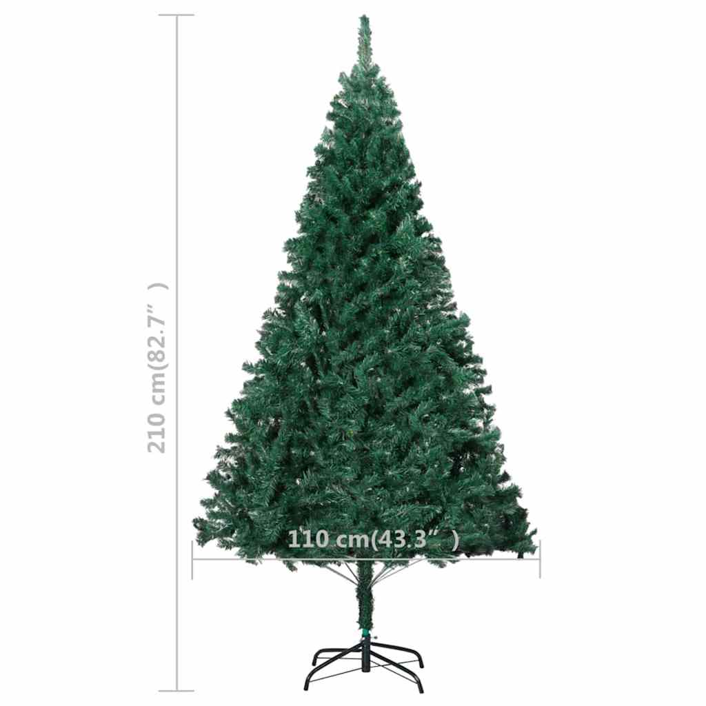 Artificial Pre-lit Christmas Tree Thick Branches Green 210 cm