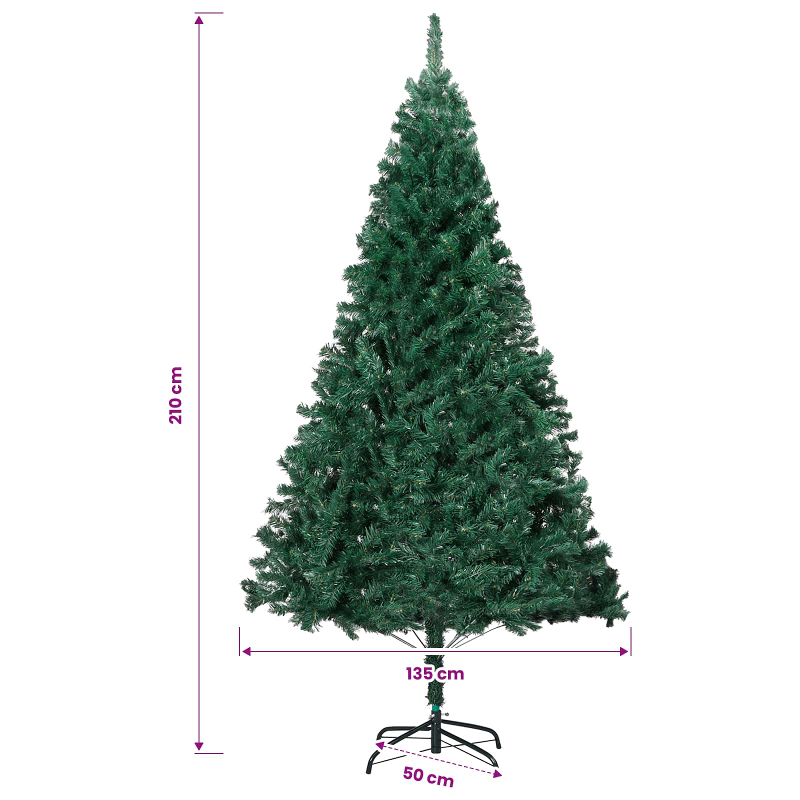 Artificial Pre-lit Christmas Tree with Thick Branches Green 210 cm