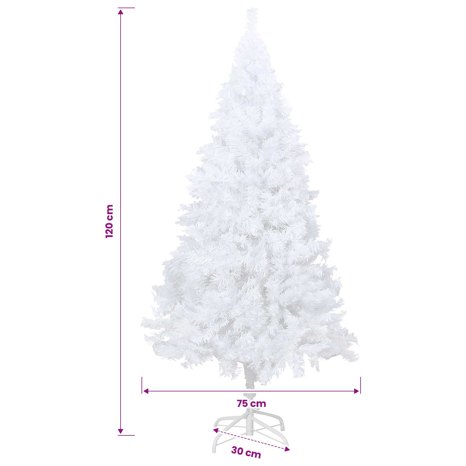 Artificial Pre-lit Christmas Tree Thick Branches White 120 cm