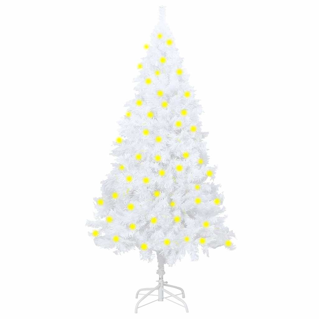Artificial Pre-lit Christmas Tree Thick Branches White 180 cm