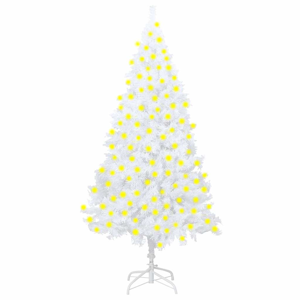 Artificial Pre-lit Christmas Tree Thick Branches White 210 cm