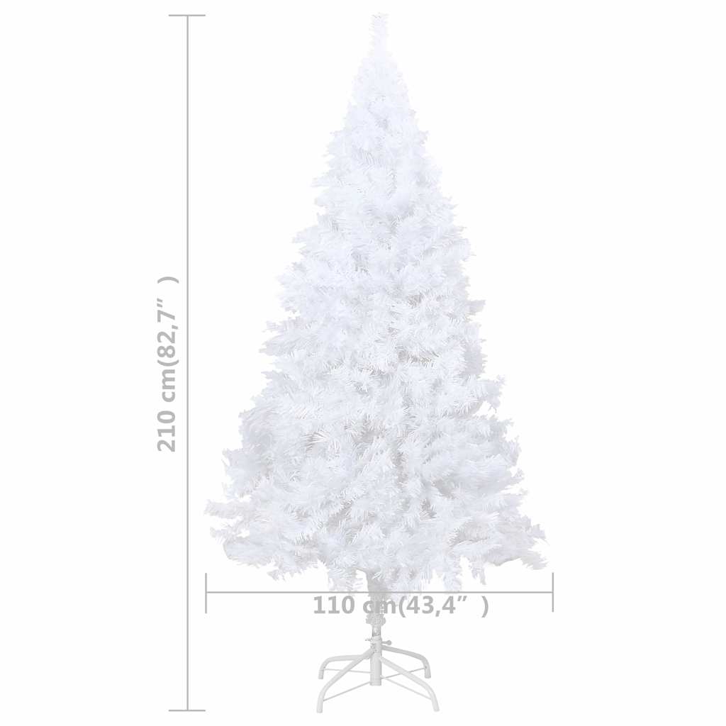 Artificial Pre-lit Christmas Tree Thick Branches White 210 cm