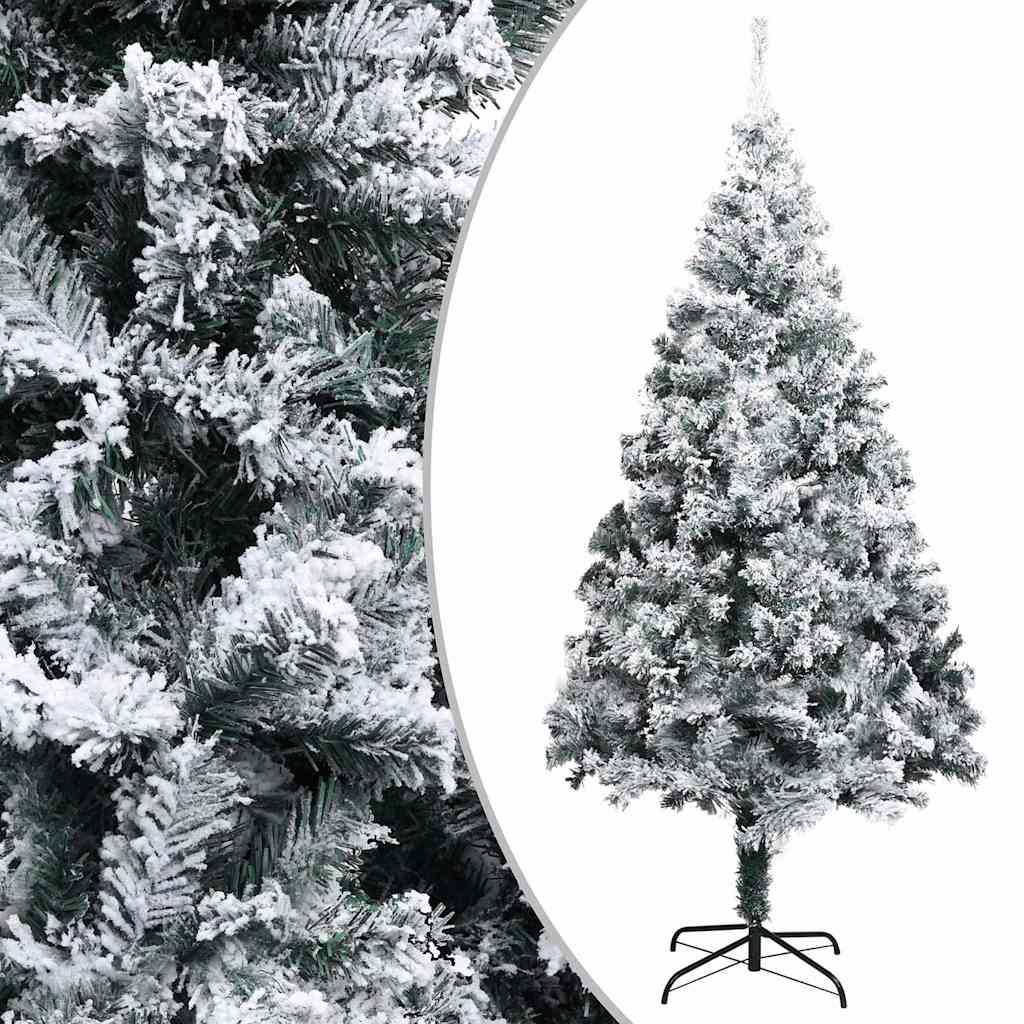 Artificial Pre-lit Christmas Tree with Flocked Snow Green 400 cm PVC