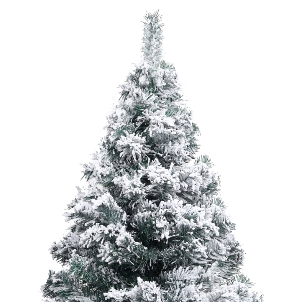 Artificial Pre-lit Christmas Tree with Flocked Snow Green 180 cm