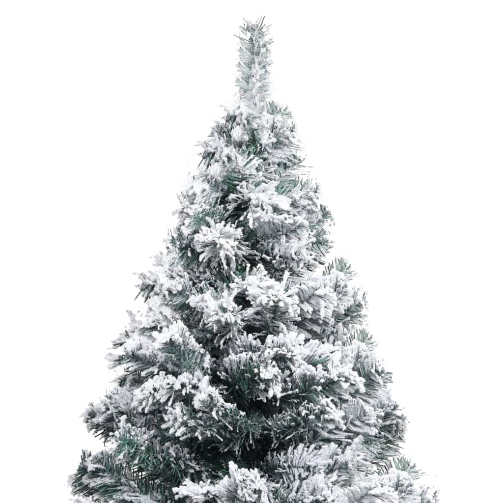 Artificial Pre-lit Christmas Tree with Flocked Snow Green 210cm