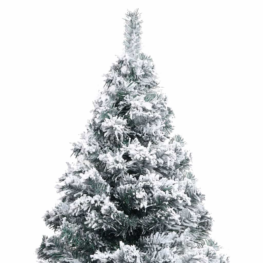 Artificial Pre-lit Christmas Tree with Flocked Snow Green 240cm