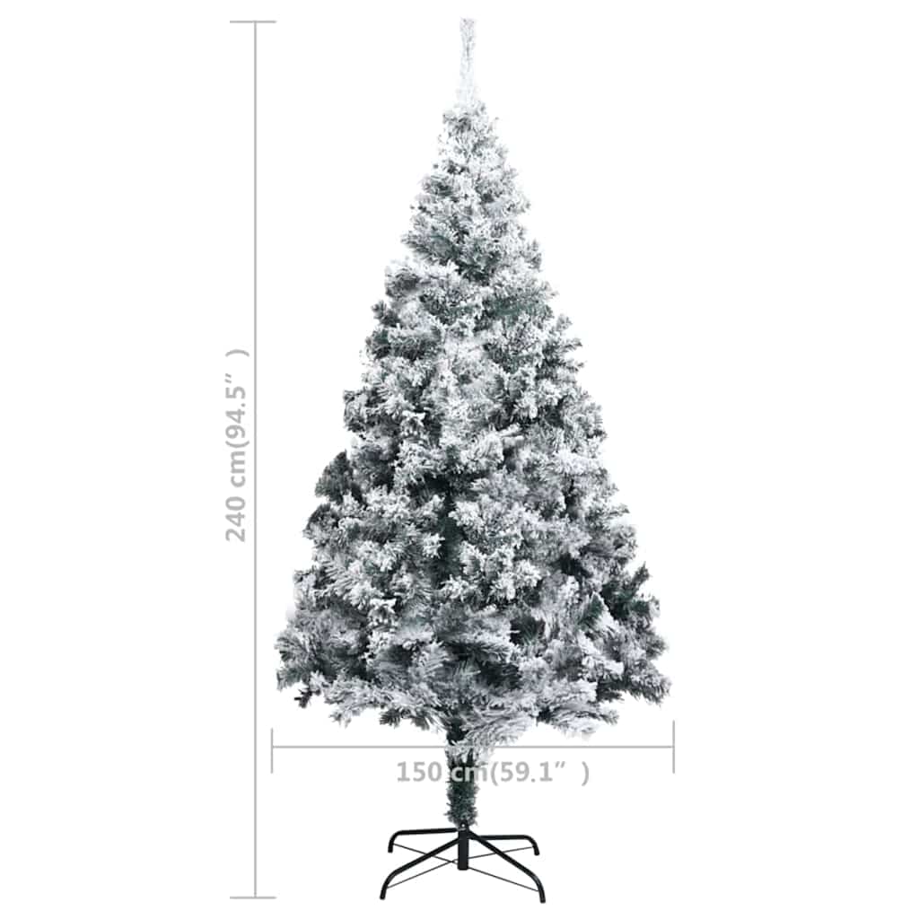 Artificial Pre-lit Christmas Tree with Flocked Snow Green 240cm