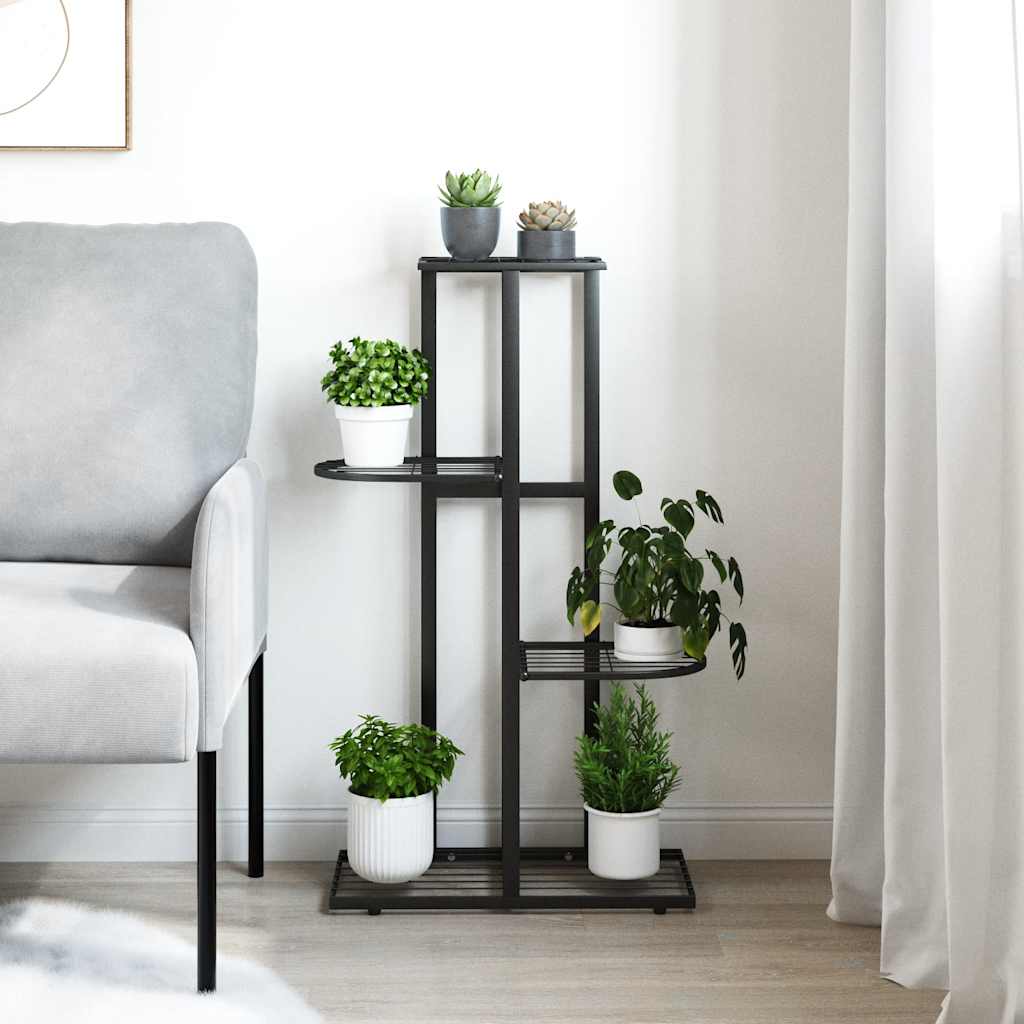 4-Floor Flower Stand 43x22x76 cm Black Metal
