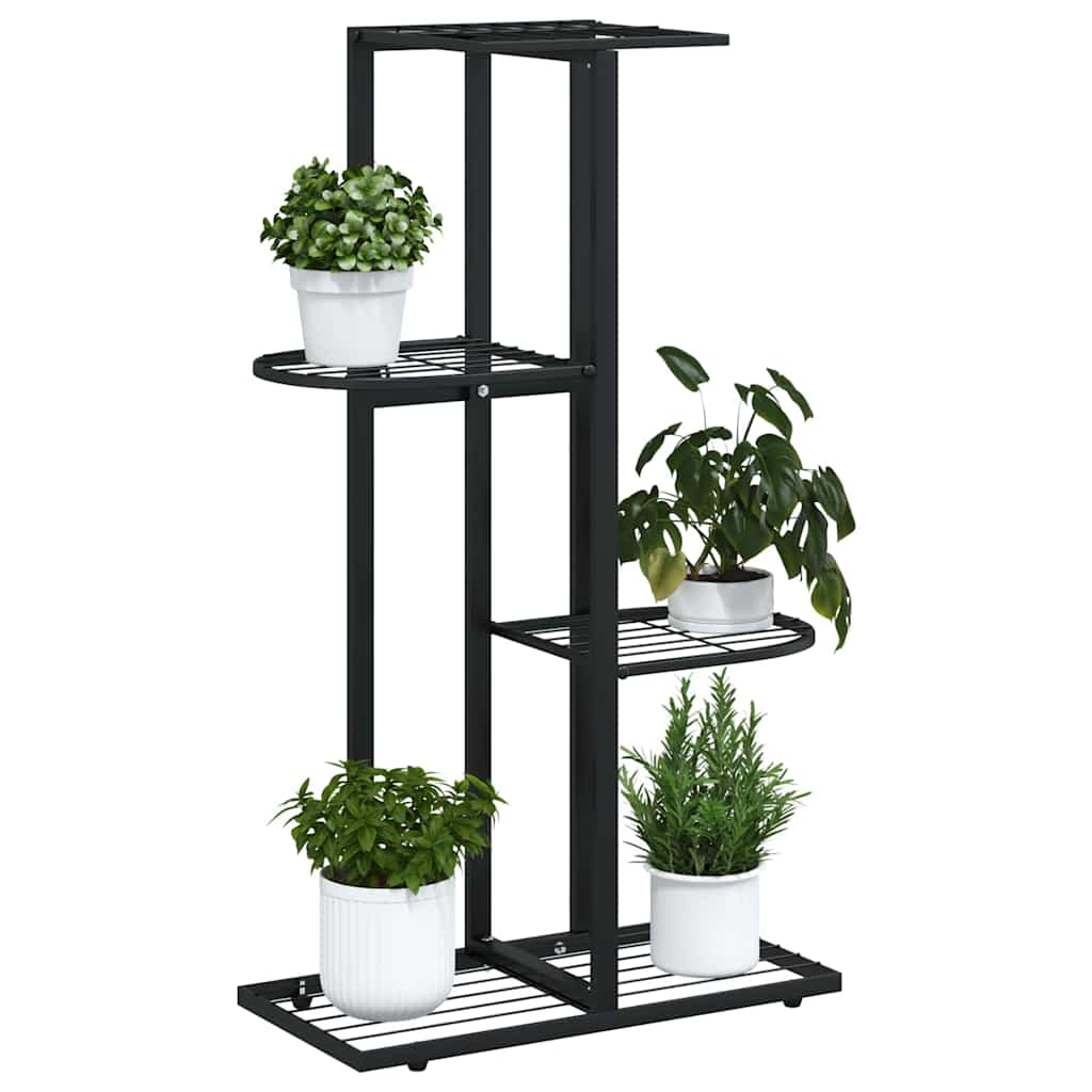 4-Floor Flower Stand 43x22x76 cm Black Metal