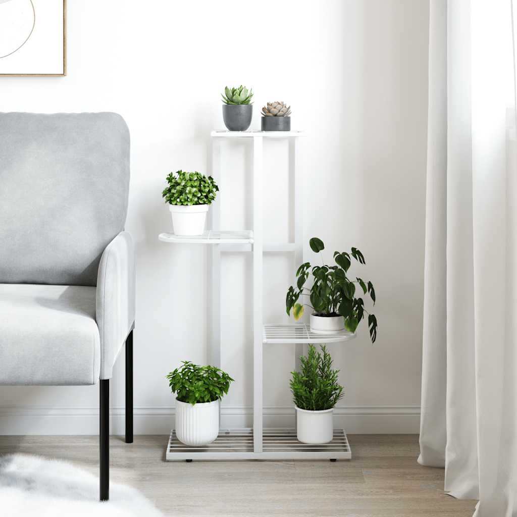 4-Floor Flower Stand 43x22x76 cm White Metal