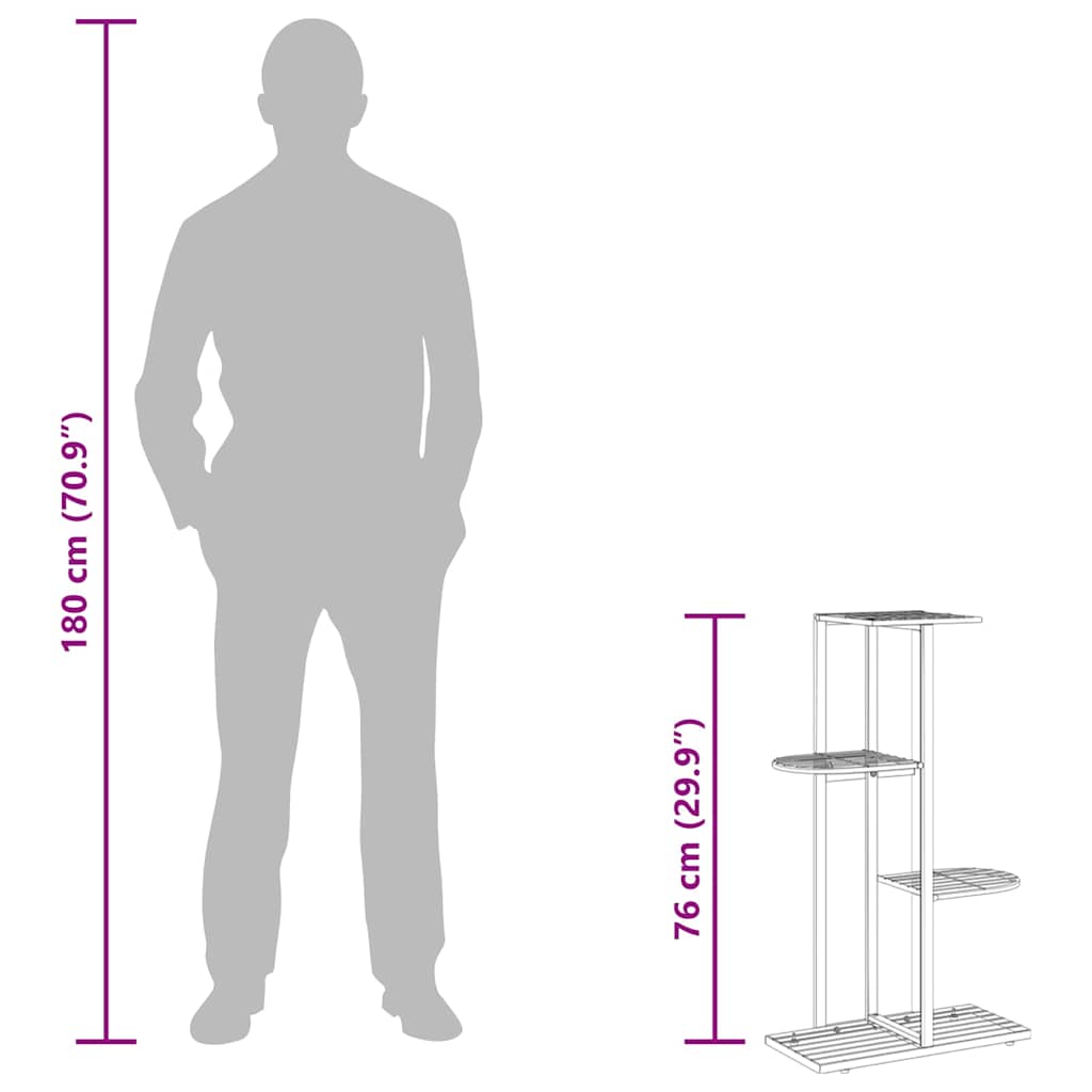 4-Floor Flower Stand 43x22x76 cm White Metal
