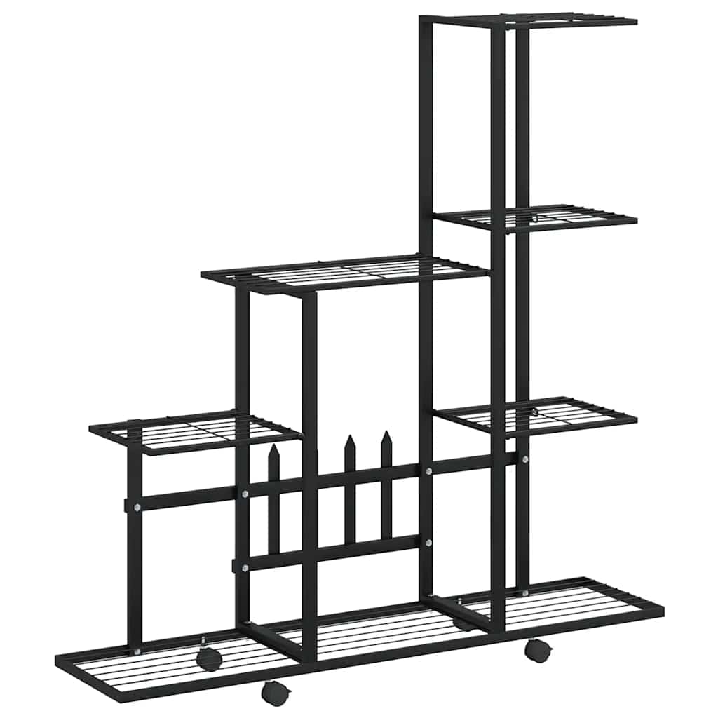 Flower Stand with Wheel 94.5x25x92.5 cm Black Metal