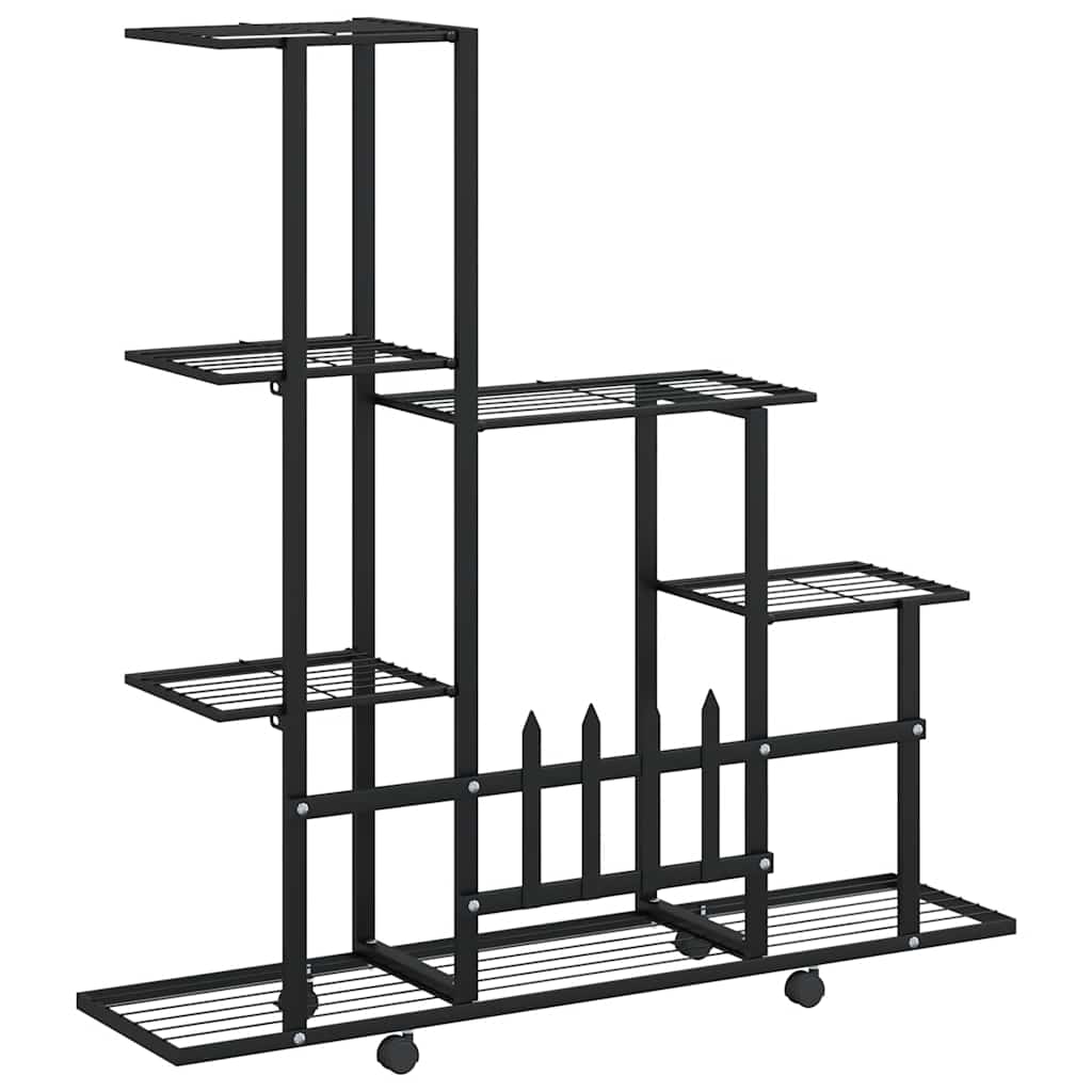 Flower Stand with Wheel 94.5x25x92.5 cm Black Metal