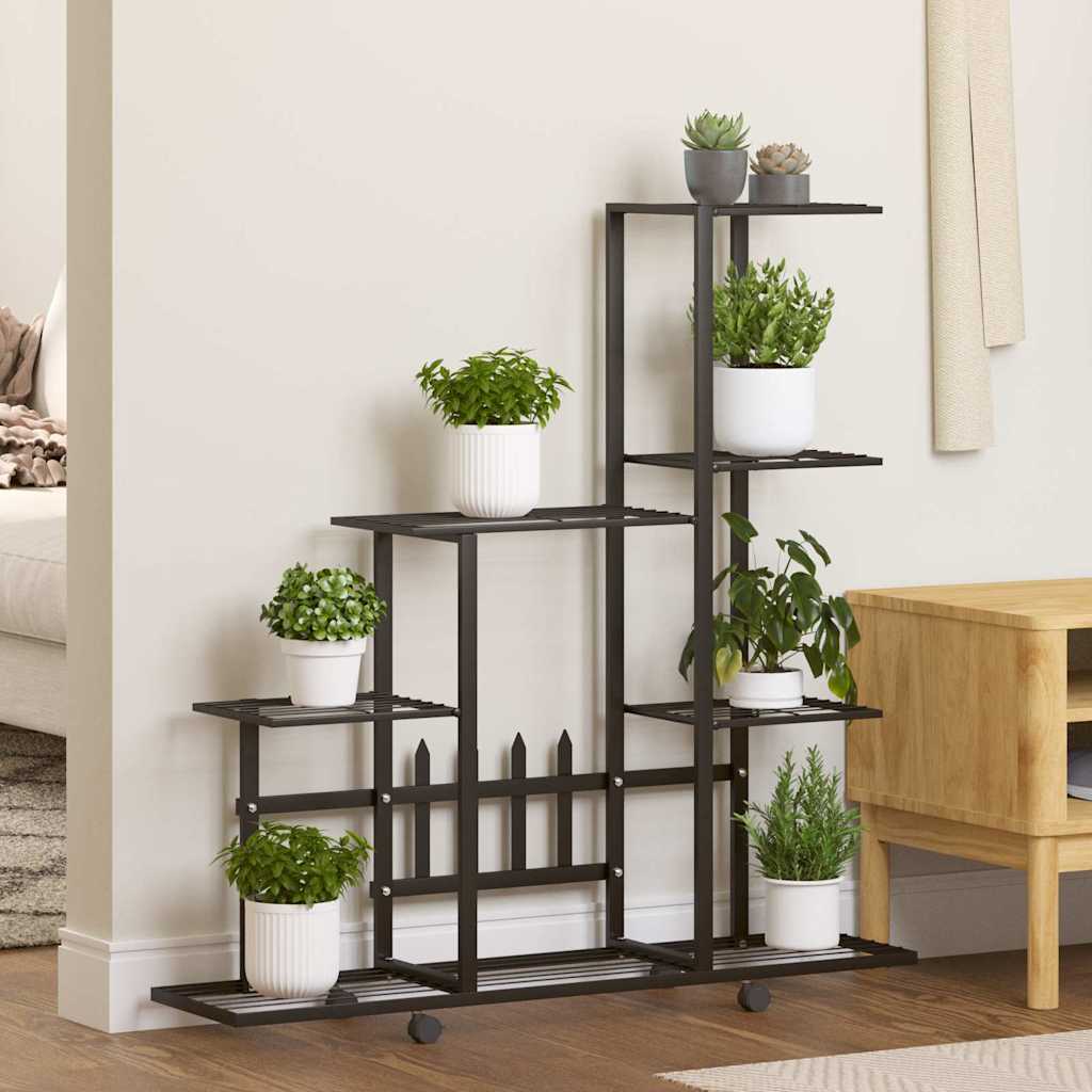 Flower Stand with Wheel 94.5x25x92.5 cm Black Metal