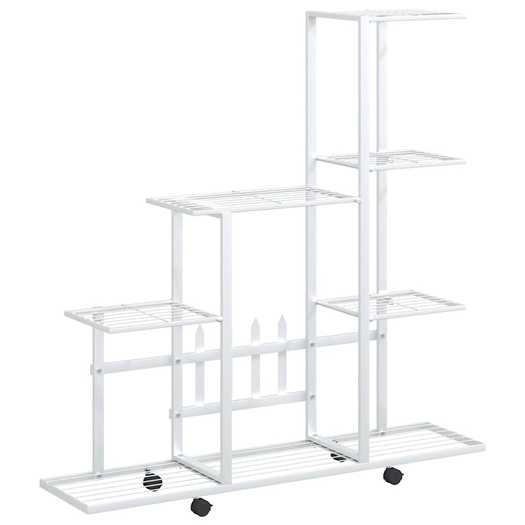 Flower Stand with Wheel 94.5x25x92.5 cm White Metal