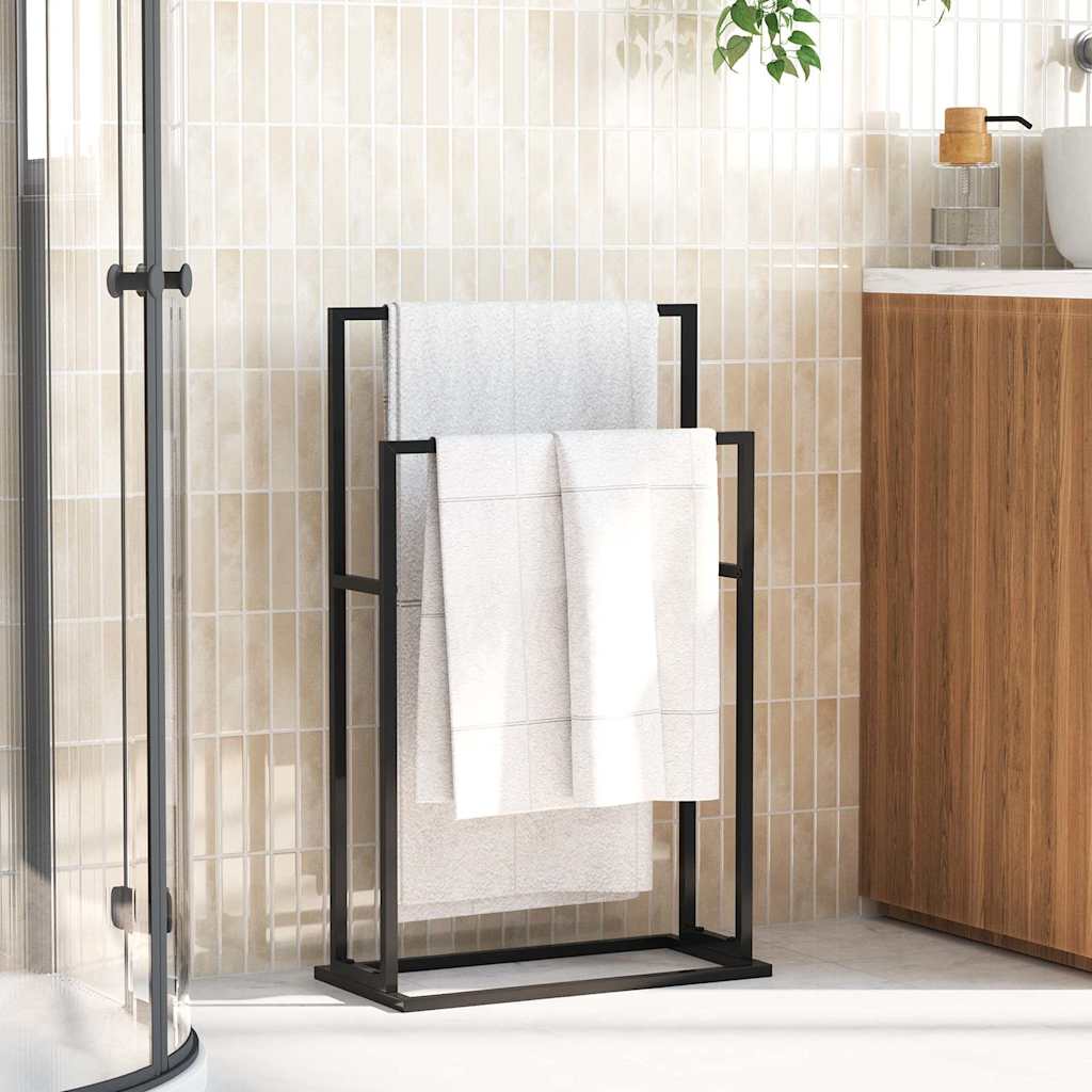 Freestanding Towel Rack Black 48x24x78.5 cm Iron