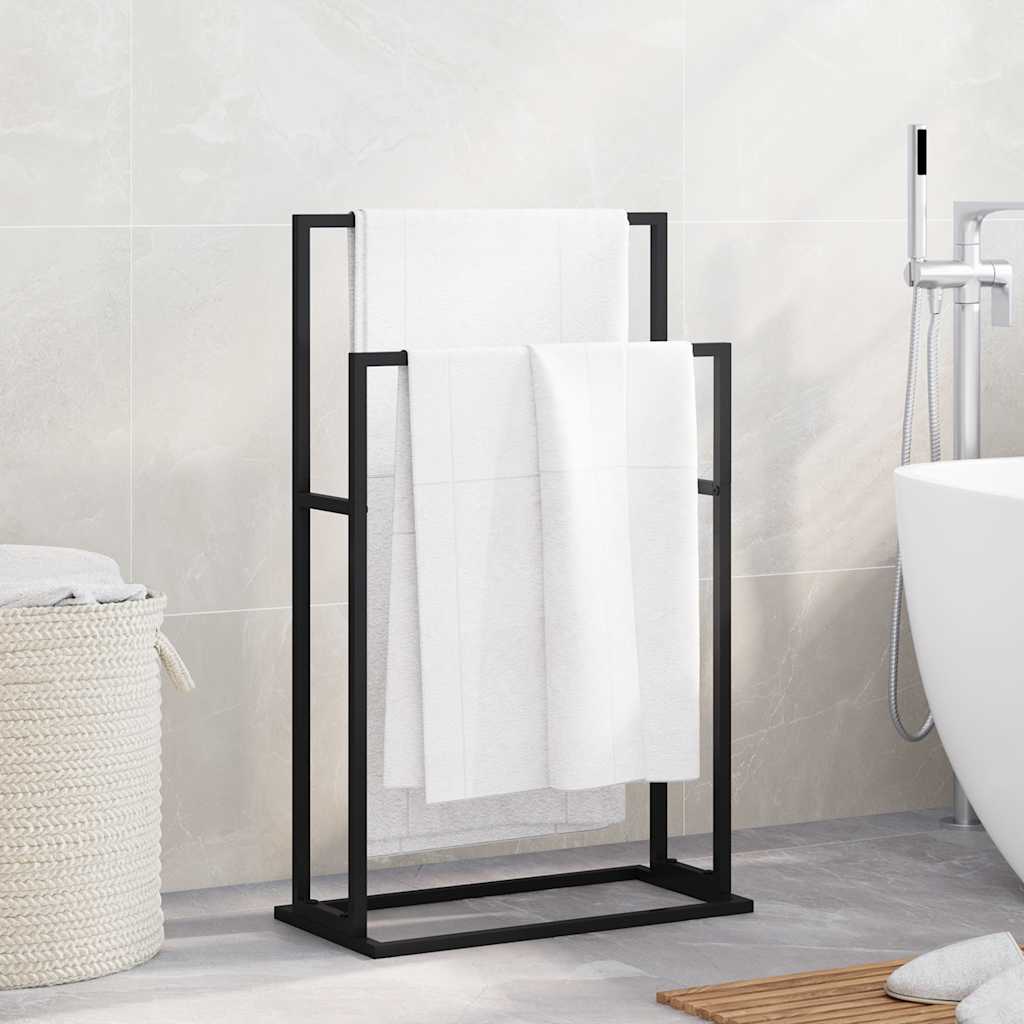 Freestanding Towel Rack Black 48x24x78.5 cm Iron