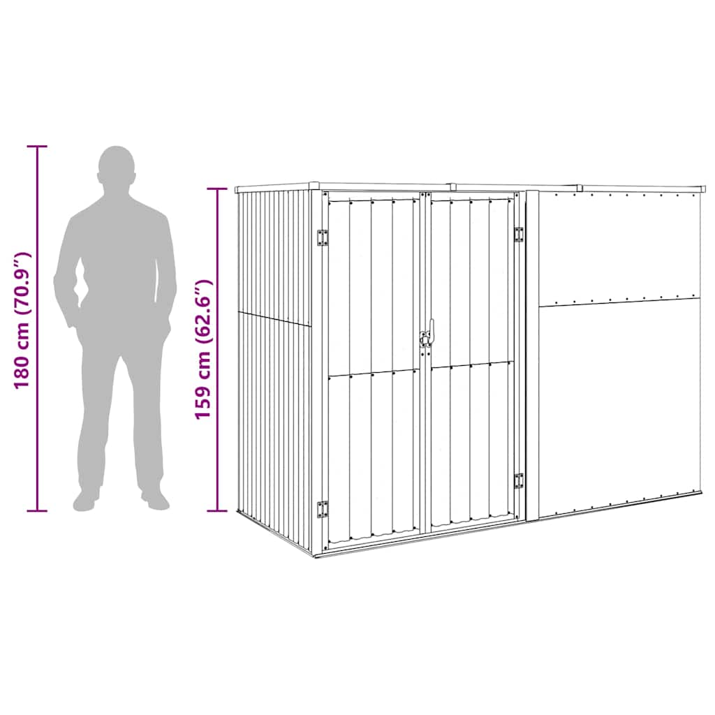 Garden Tool Shed Brown 225x89x161 cm Galvanised Steel