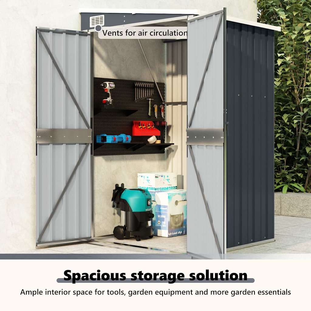 Wall-mounted Garden Shed Anthracite 118x100x178 cm Steel
