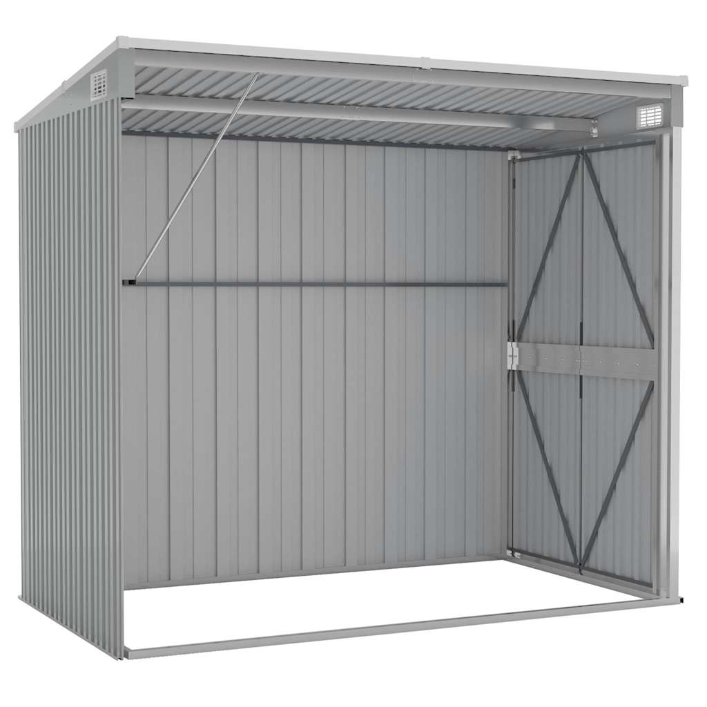 Wall-mounted Garden Shed Grey 118x194x178 cm Galvanised Steel