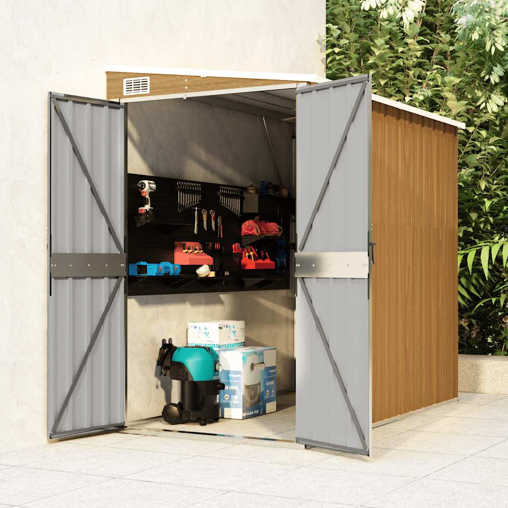 Wall-mounted Garden Shed Brown 118x194x178 cm Galvanised Steel