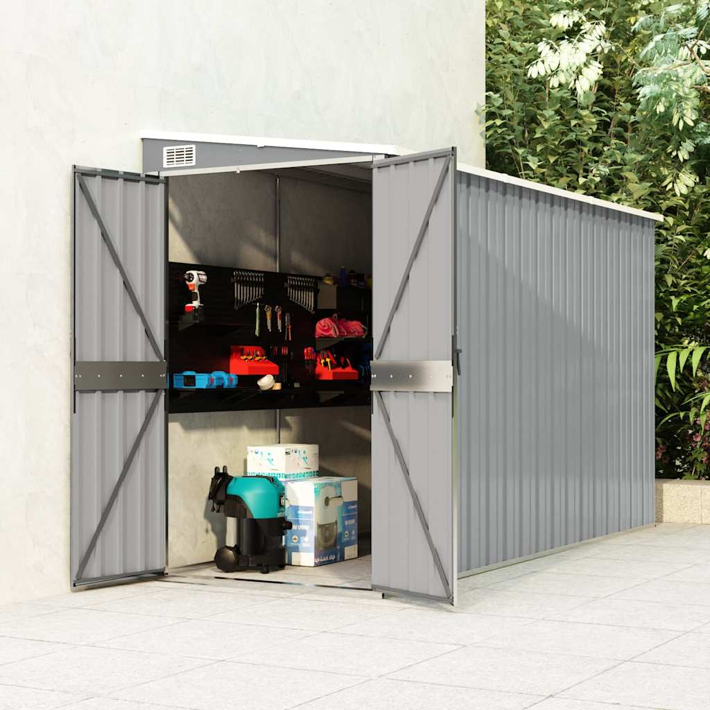 Wall-mounted Garden Shed Grey 118x288x178 cm Galvanised Steel